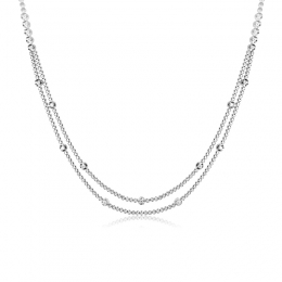 Two lines of 18K White Gold & Diamond Necklace Set